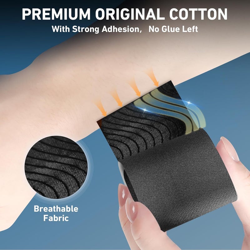 KTQUICK Store Kinesiology Tape for Ankle, 12 Count Ankle Tape Precut, Original Cotton Waterproof & Breathable, Enhance Elastic Kinesiology Athletic Tape for Ankle Support and Muscle to More Sports (Black) - Image 4